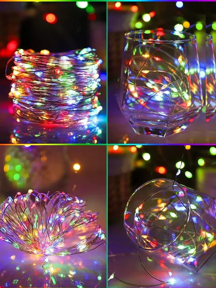 USB LED String Lights Copper Silver Wire Garland Light Waterproof Fairy Lights For Christmas Wedding Party Decorative