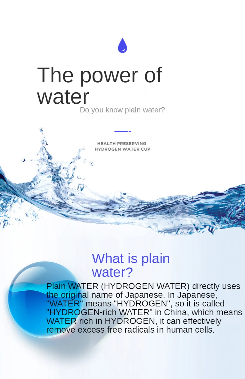 Description Picture 6 of itemHydrogen Rich Water Generator Japanese Alkaline Energy Glass bottle Anion Water Ionizer Anti Aging USB H2 Healthy smart cup