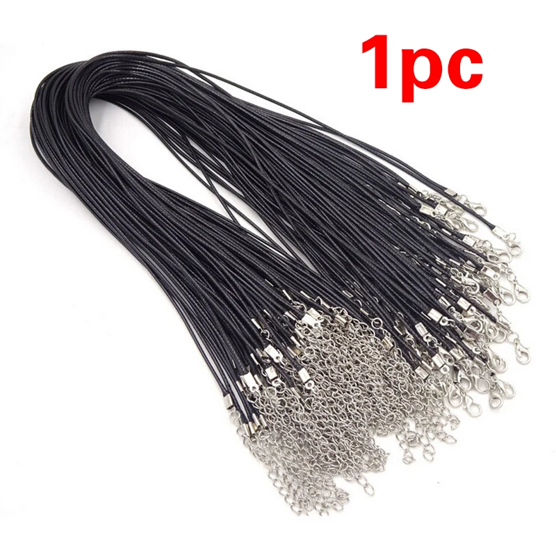 Rope Necklace Waxed Cord Leather Cord 1/5/10/20/50Pcs Waxed Cord Leather Rope Necklace Rope DIY Handmade Lobster Clasp String Cord Chains Jewelry Making Supplies