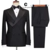 Cenne Des Graoom 2024 New Elegant Tuxedo Suits for Men Double Breasted Black Satin Collar Jacket Pant 2Pcs Set Wedding Evening 1