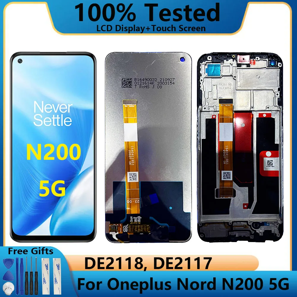 

6.49" Original For OnePlus Nord N200 5G DE2118 LCD Screen Display+Touch Panel Digitizer For OnePlus NordN200 LCD Frame Assembly