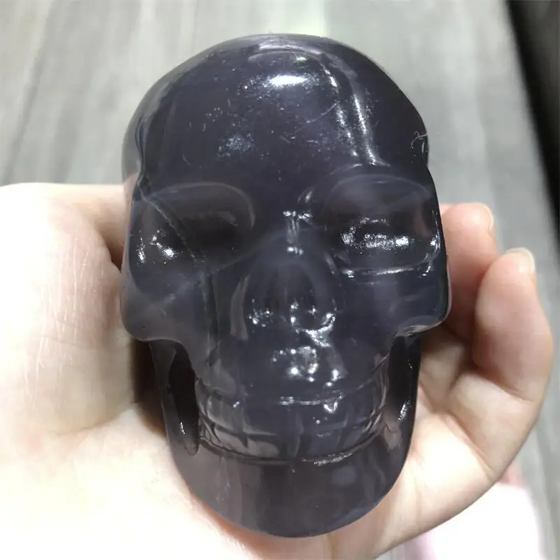 

Natural Fluorite Gemstone Skull Hand-Carving Statue Home FengShui Decoration Collection 1pcs