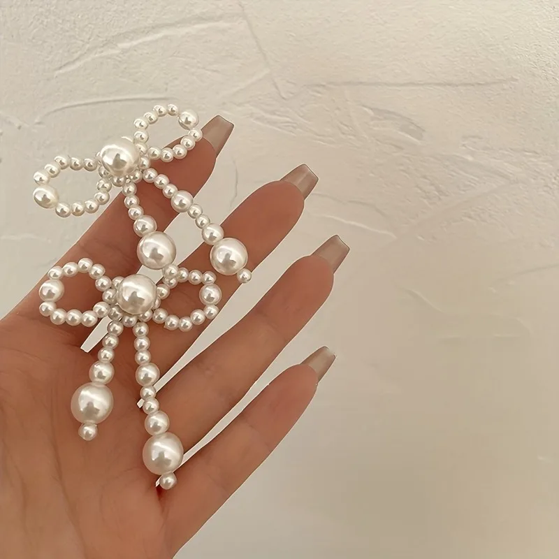 Set of 10 Handcrafted Pearl Bow and Heart-Shaped Decorative Accessories
