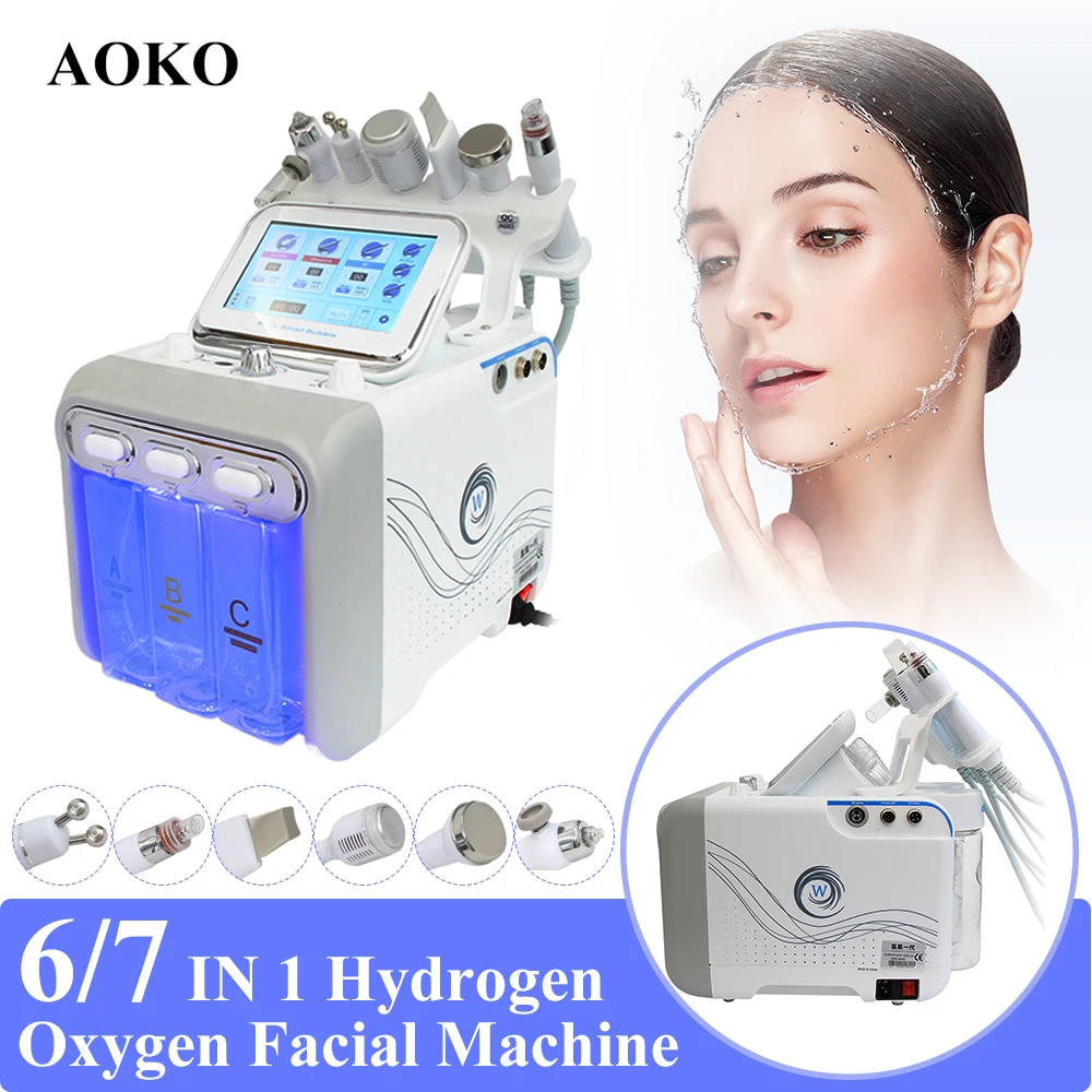 

AOKO 6/7 в 1 водородный кислородный маленький пузырьковый аппарат для красоты, устройство для подтяжки морщин, удаления морщин, Спа Уход за кожей