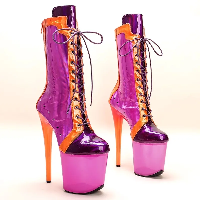 

Женские ботильоны из искусственной кожи Auman Ale, экзотические ботинки на высоком каблуке 20 см/8 дюймов, ботинки с круглым носком для танцев на шесте, 359