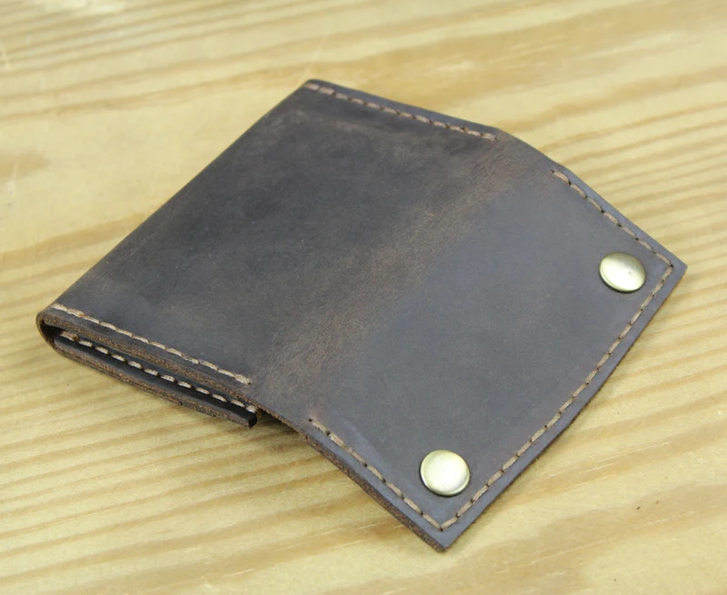 Luxury Handmade Crazy horse Genuine Leather Card Holder Men Card ID Holders Women Business Card Wallet Card Case Purse Bag Gift 4