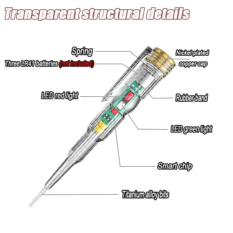 지능형 전압 테스터 펜 AC 비접촉 유도 테스트 연필 전압계 전력 검출기 전기 스크루 드라이버 표시기
