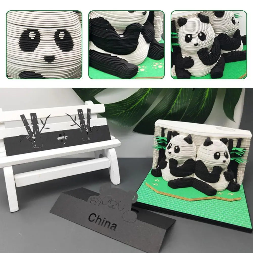 3D Notepad Two Panda Treehouse Art Notepads 2024 3D Pad Offices Block Memo Notes Christmas Gift Notes Paper Birthday T3L6