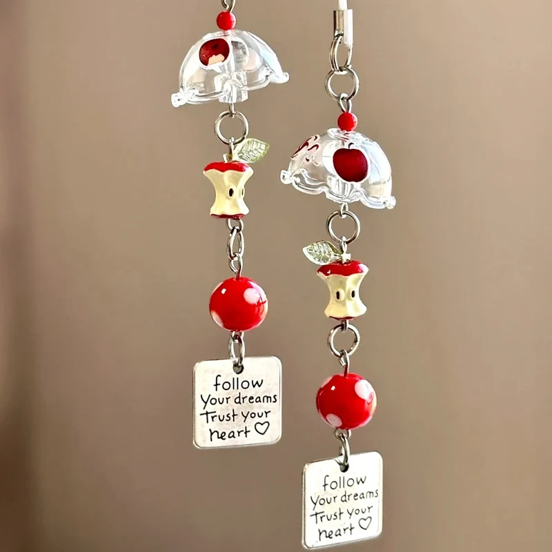 Fruit Keychain Charm featuring colorful apple and watermelon for handbag accessories