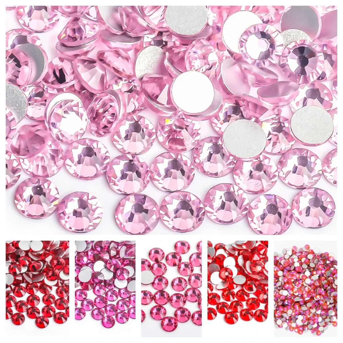 Light-Pink-Rose-Fuchsia-Siam-Glass-3D-Nail-Art-Rhinestones-SS3-SS34 ...