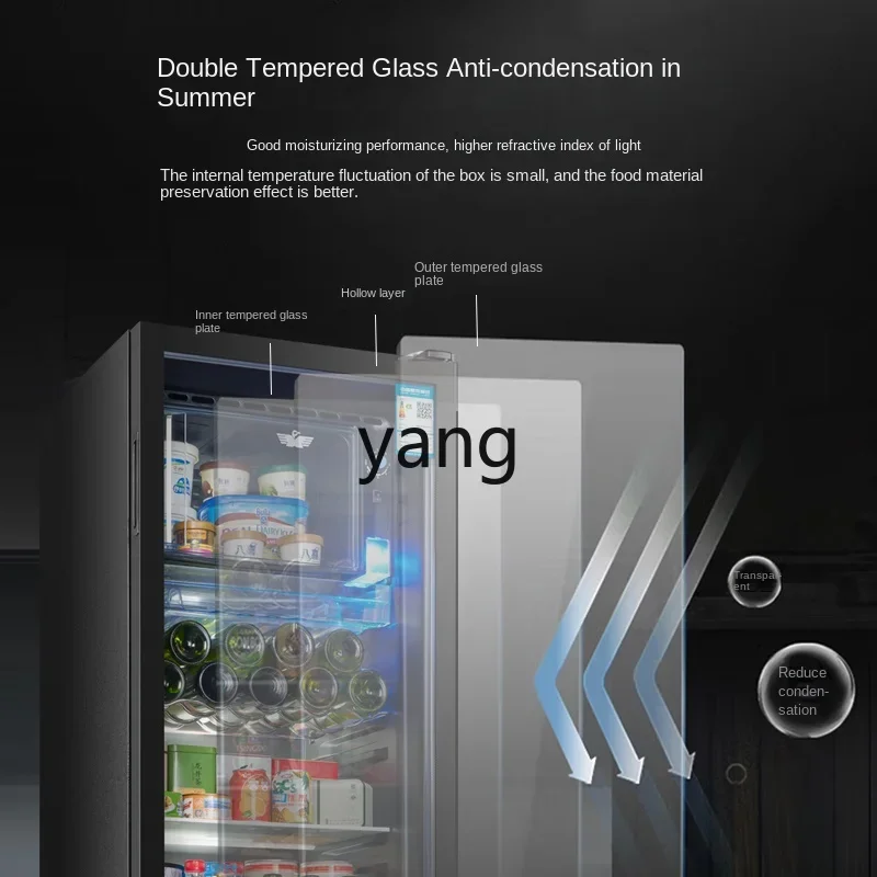 Yjq Home Minitype Refrigerator Office Large Capacity Transparent Refrigerator Tea Wine Drink Fresh Cabinet