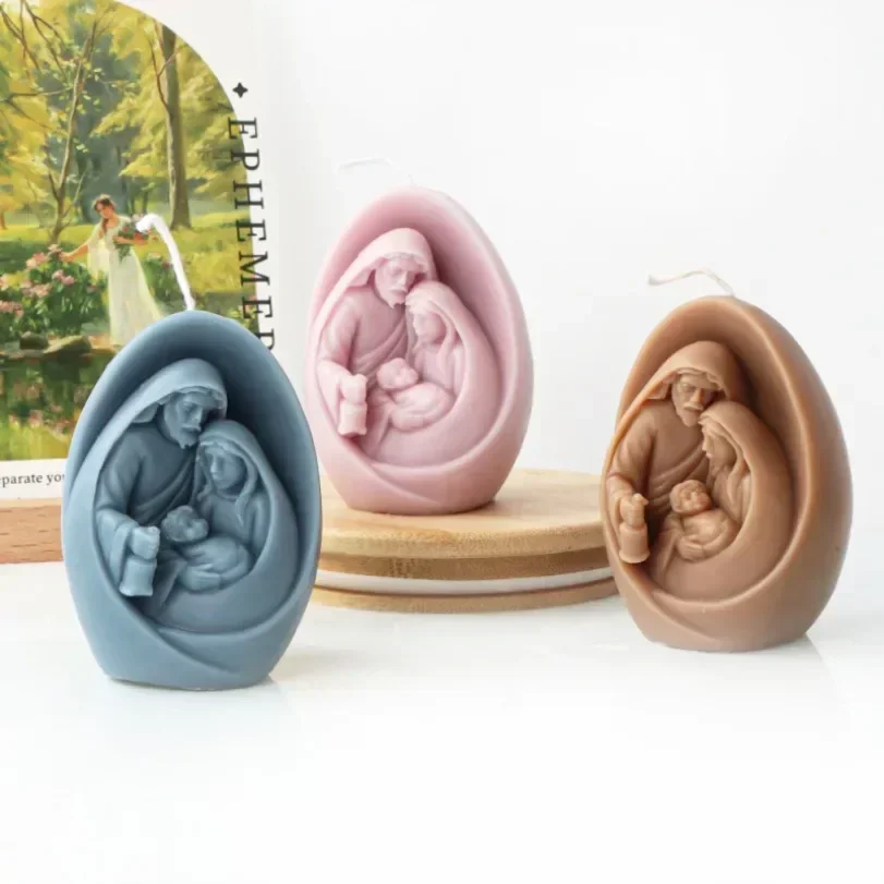 3D Jesus and The Virgin Family Silicone Candle Mold DIY Handmade Aromatherapy Plaster Crafts Resin Soap Making Molds Home Decor aromatherapy candle mold silicone mold silicone candle molds silicone candle mold candle mold