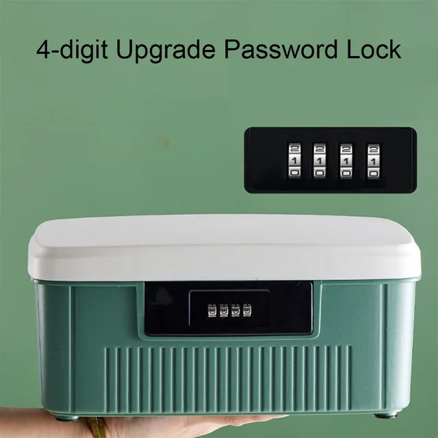 Four Digit Password Lock Safe Box Household Cash Jewelry Privacy Security Storage Box Passport Medicine Portable Organizer Case 2