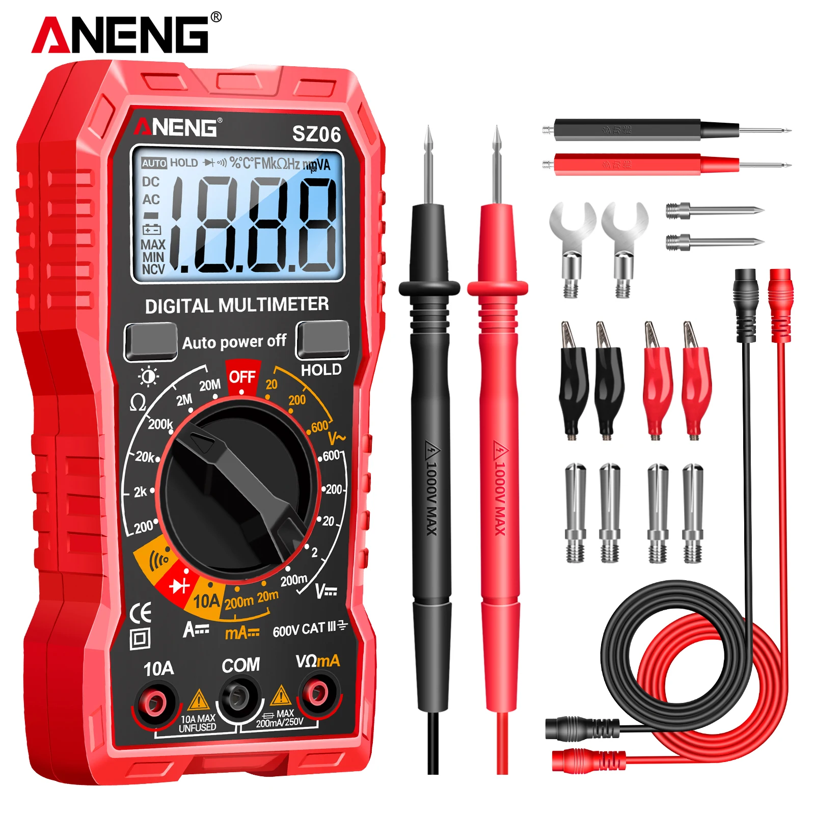 Digital Multimeter ANENG SZ06 Digital Multimeter Voltage Resistance Meter AC/DC Ammeter 600V Voltmeter LCD Backlight Ohm Test