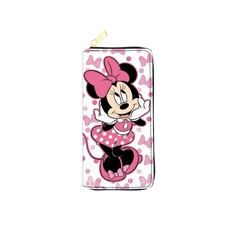 Disney Mickey Mouse Wallet for Women Cartoon Character Minnie Donald Duck PU Leater Long Wallet Multifunction Card Holder Clutch long wallet Wallets