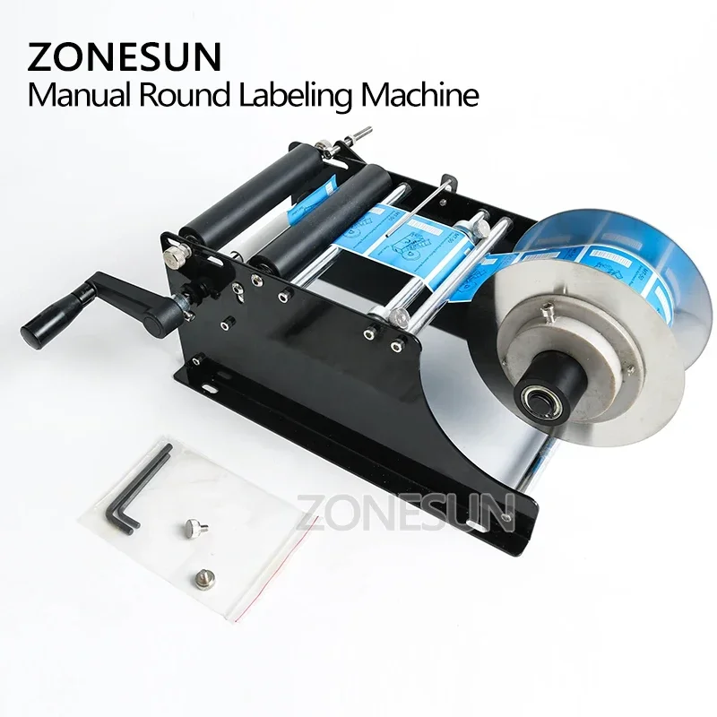 ZONESUN ZS-50 Label Applicator Manual Round Bottle Labeling Machine Beer Can Jar Tube Wine Adhesive Sticker Labeler label applicator machine