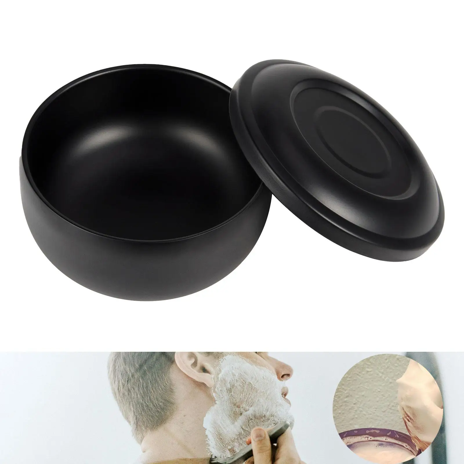 Shaving Soap Bowl with Lid Mixing Bowl Heavy Duty Barber Shaving Mug Soap Cream Bowl Shaving Lather Bowl for Grandfather Father