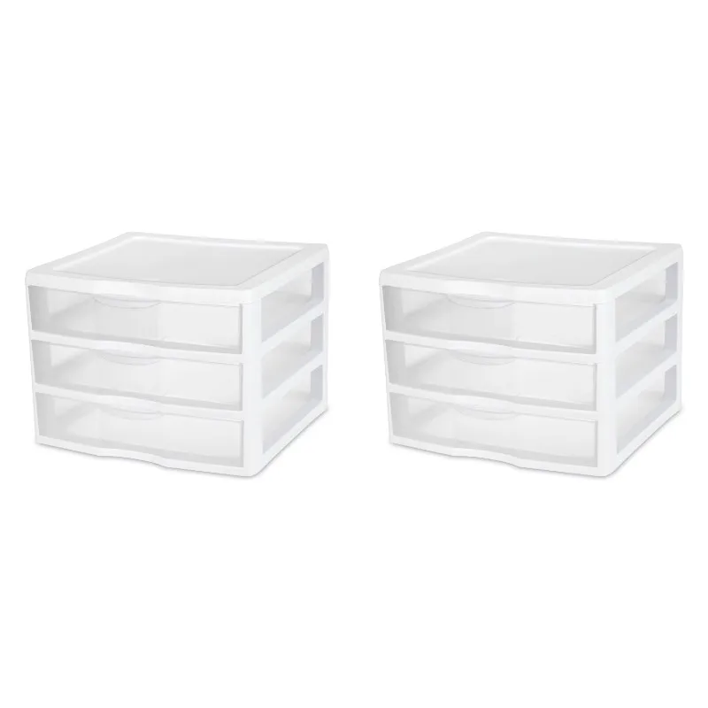 

Wide 3 Drawer Unit Plastic, White, Set of 2