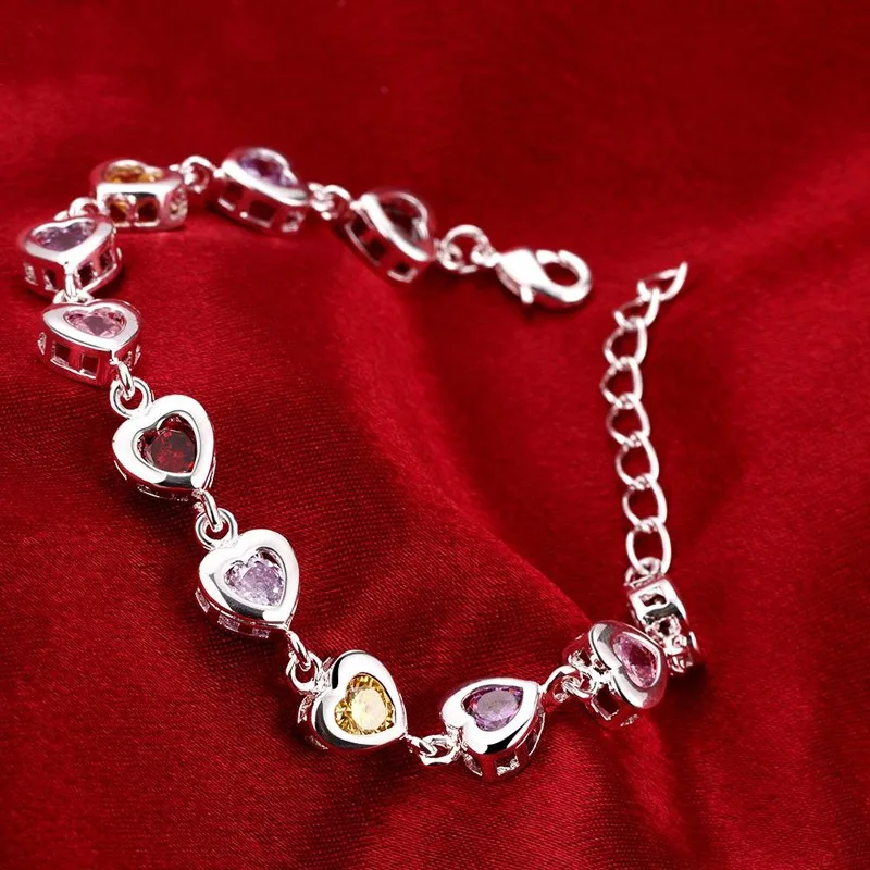 

Fine 925 Sterling silver elegant charm Bracelets beautiful crystal Jewelry fashion for women wedding lady cute TRENDY