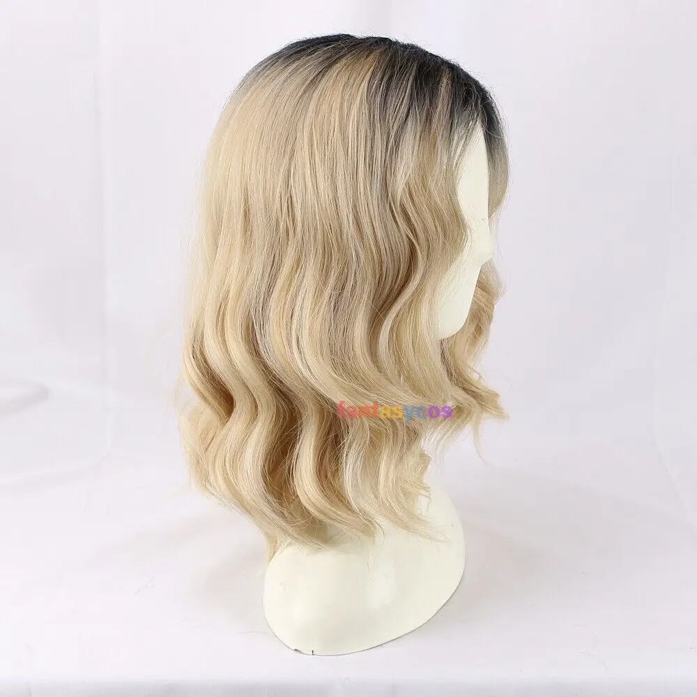 Natanlie Gwen Stacy Cosplay Wigs for Women Short Culy Brown Ombre Blonde  Synthetic Costume Hair Heat Resistant Half Long Half Short Fashion Wig for