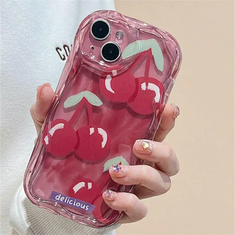 Red Cherry Pink Peach Wavy Pattern Phone Case