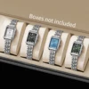4PCS/Set Fashion Rectangle  Women Watches Quartz Watch Luxury Stainless Steel Band Wristwatches Reloj Mujer Clock（Without Box） 2