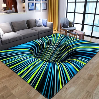 3D Vortex Illusion Carpet Entrance Door Floor Mat Abstract Geometric Optical Doormat Non-slip Floor Mat Living Room Decor Rug 1