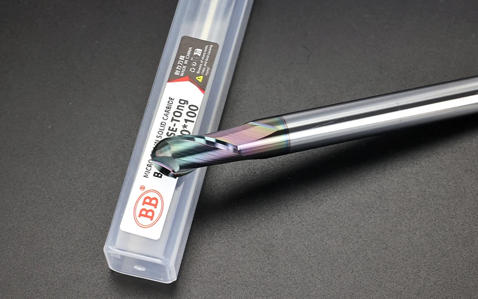 BB Kugelkopffräser, CNC-Bearbeitungsschneider, Vollhartmetall-Radius-Werkzeug, DLC-beschichtet, für Legierung, Aluminium, Kupfer, Edelstahl, R0,5 – Detail 11