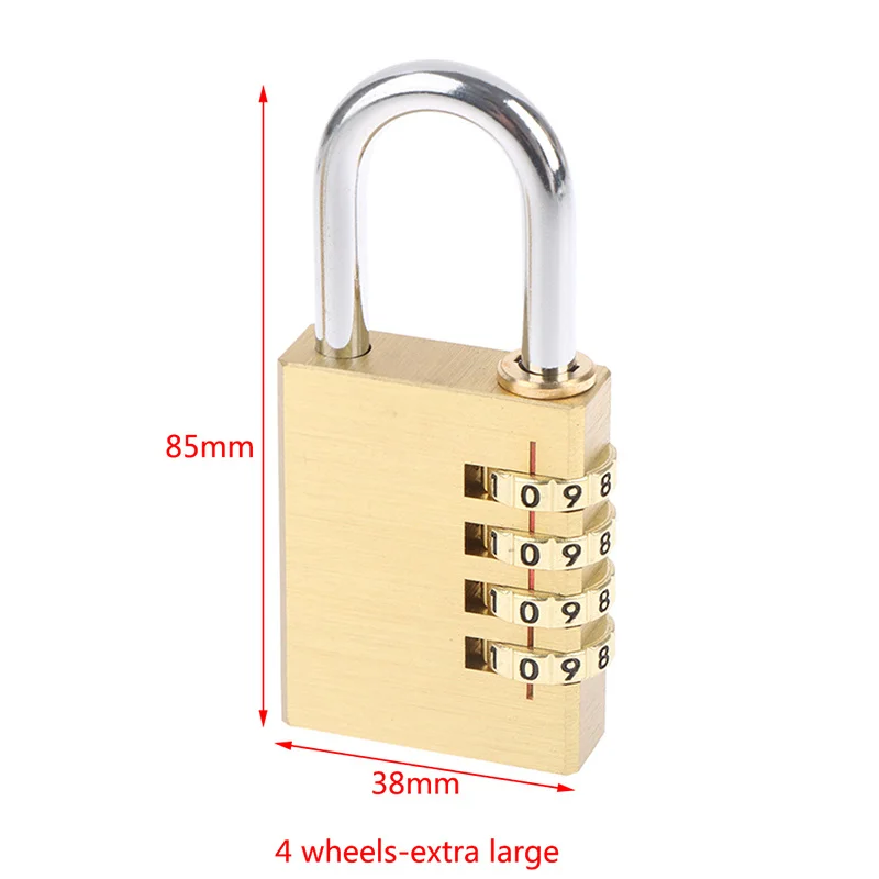 Round Dial Combination Padlock for Locker, Steel Body, Brass
