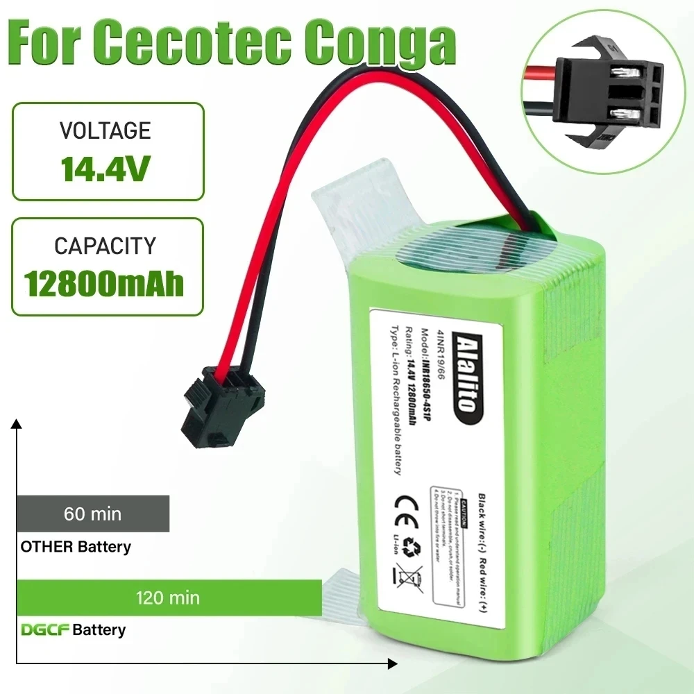 Batteria Agli Ioni Di Litio 14.4V 12800Mah Per Conga Excellence 950 990 1090 1790 1990 Deebot N79S N79 Dn622 Eufy Robovac 11S 12 X500