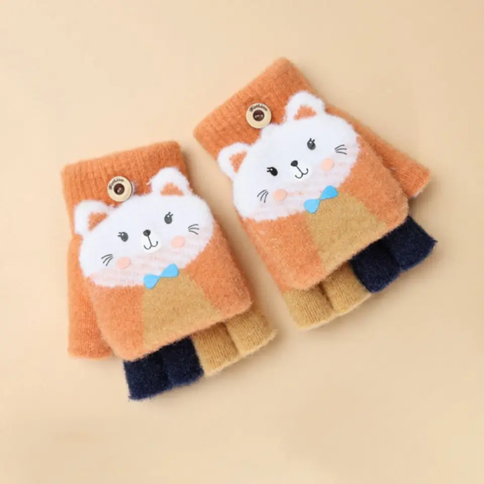 Vrouwen Winter Warm Touchscreen Gloves Cute Cat claw Sensory vingerloze handschoenen Gebreide Fluff Outdoor Klepje Handschoenen 1 Paar (Color : 9, Gloves Size : One Size