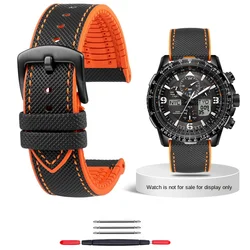 Premium Sports Waterproof Rubber Watchband - Blue Angel Series - 23mm (Black orange - silver)