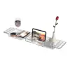 Bathtub Caddy Tray Adjustable Retractable Large Capacity Transparent Anti-slip Tub Storage Rack Clear Acrylic Bathtub Shelf 5