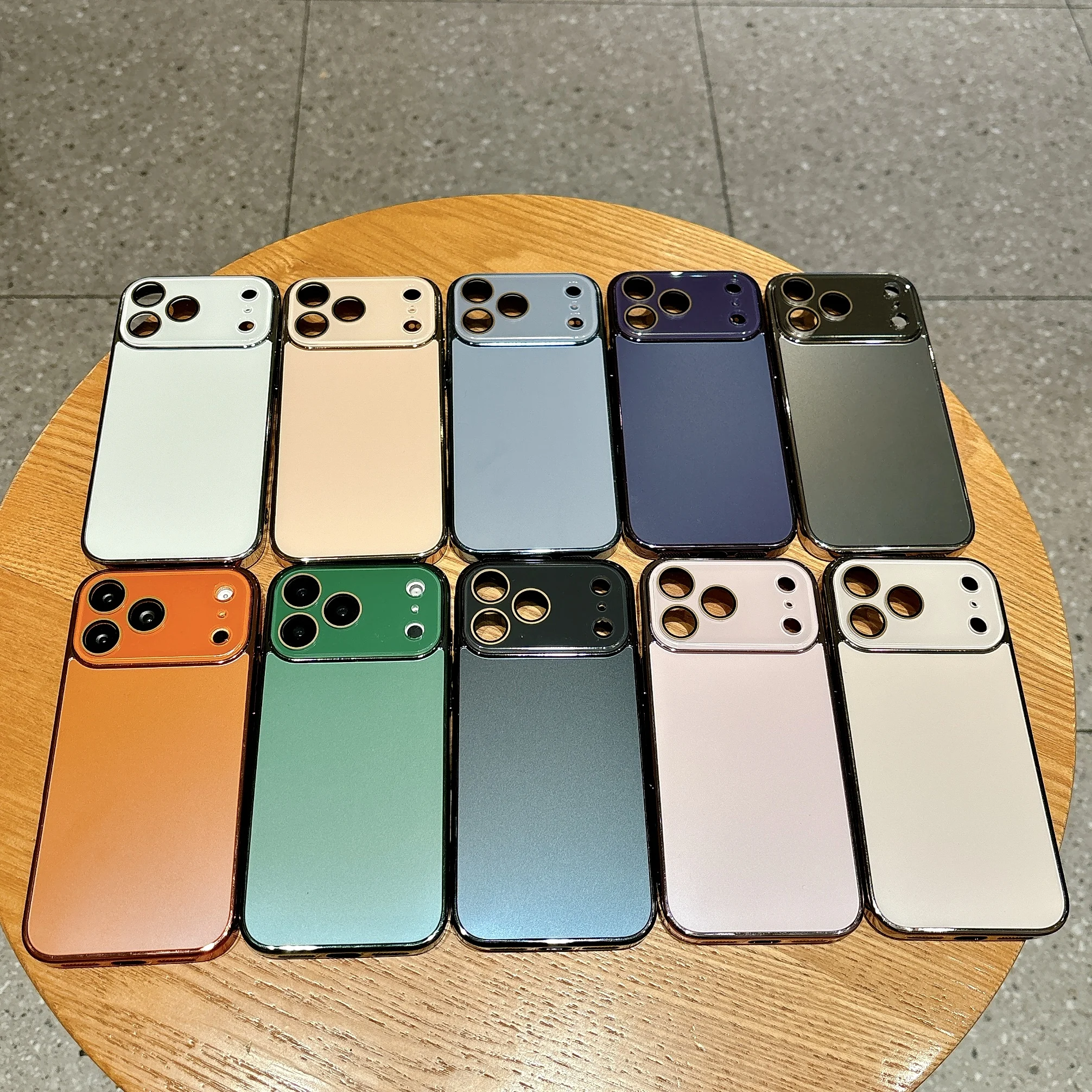 Glass Lens Film Protection Matte Shockproof Case with Plated Frame
