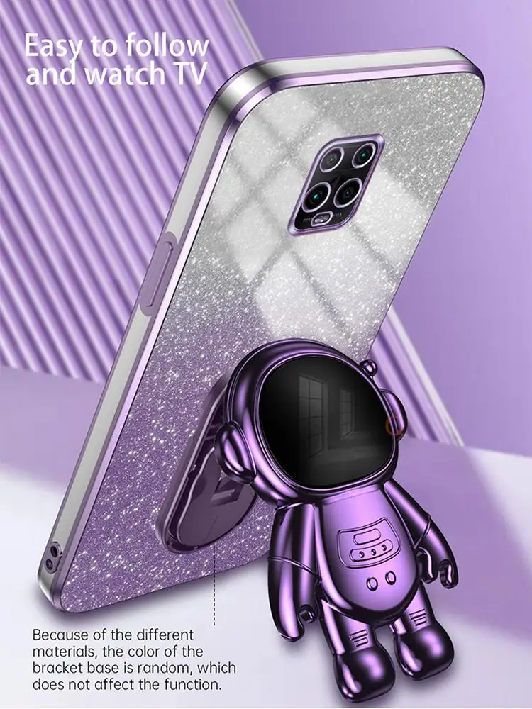 Luxury Glitter Plating Astronaut Holder Stand Silicone Back Cover