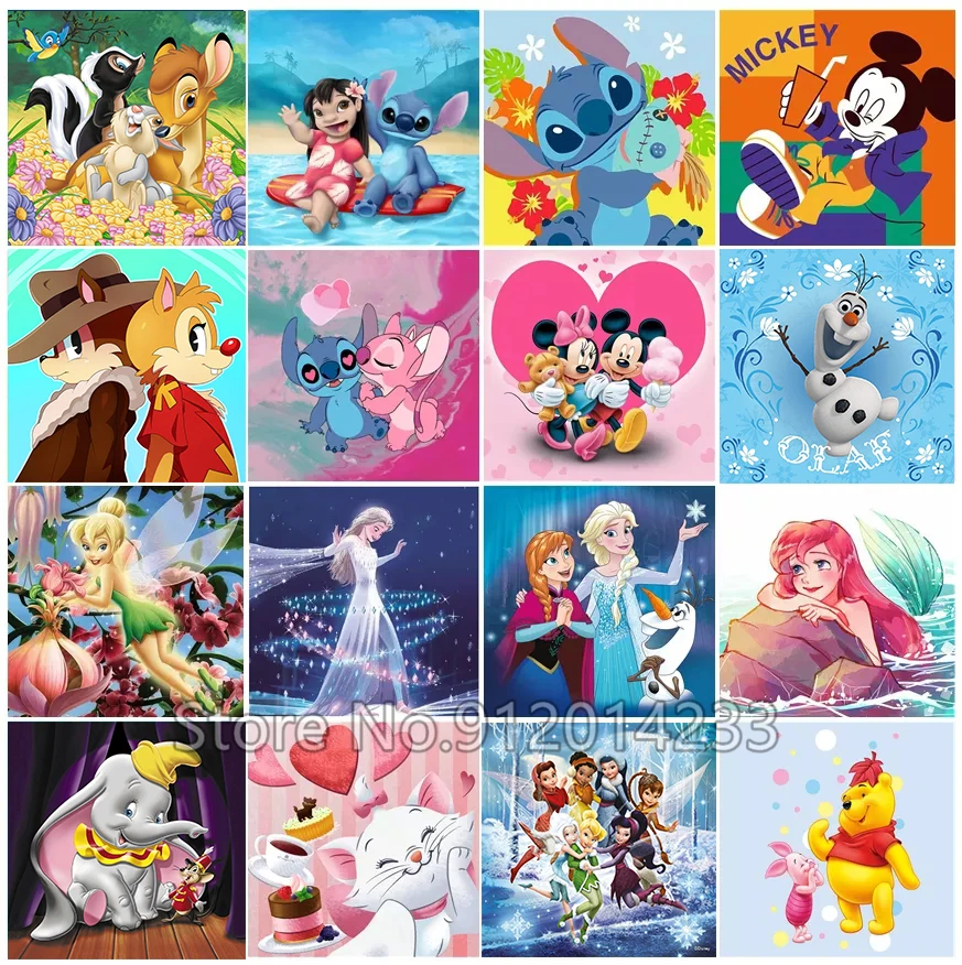 5D Diy Disney Frozen Tinkerbell Diamond Painting Cartoon Mickey Bambi Dumbo Full Drill Embroidery Mosaic Rhinestone Cross Stitch