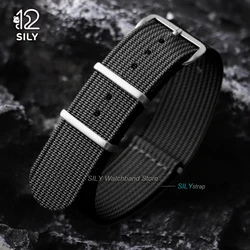 Military Nylon Watch Band - Universal Ribbed Weave Strap - 22mm (Black)