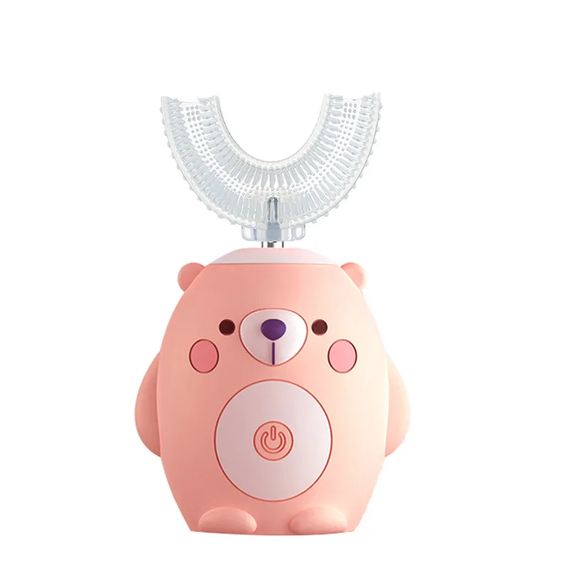 thumbnail image 1 of Cepillo de dientes eléctrico con forma de U de 360 grados con dibujos animados para niños, cargador USB, cepillos de dientes sónicos de silicona automáticos, luz azul, 1 of 5