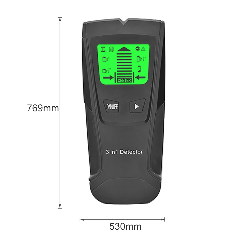 LCD 벽 스터드 파인더 센서, 벽 스캐너, 전자 감지기, 가장자리 중심 목재 전류 금속 AC 활선 감지, 3 in 1