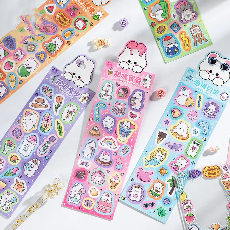 

48 pcs/lot Kawaii Rabbit Bear Cat Stickers Cute Decorative Stationery Sticker Scrapbooking DIY Diary Stick Label School Supplies