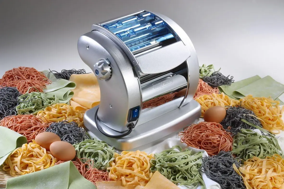 Pasta Presto Electric Pasta Maker-100% Non Stick Machine with 2 Built In Cutters, 6 Adjustable Thickness Settings, Make Homema