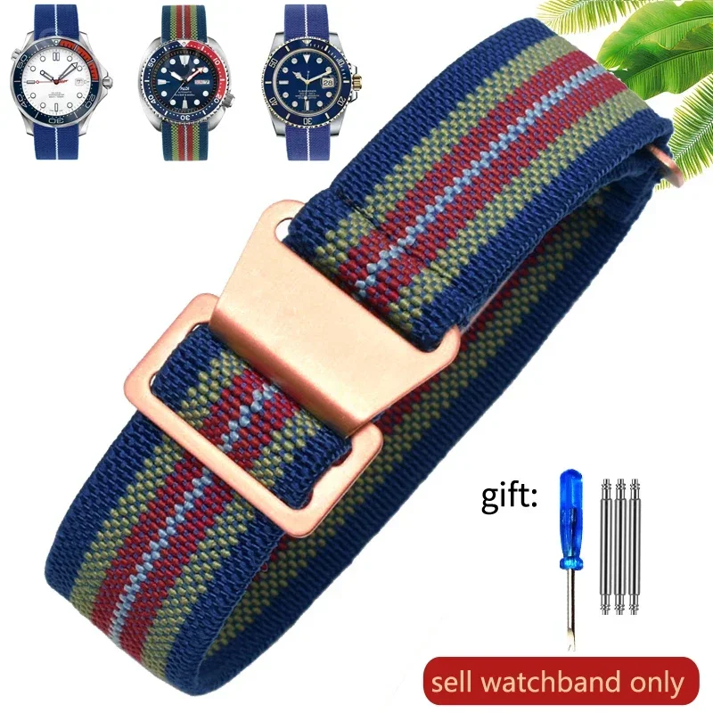 Vintage-Style French Parachute Elastic Nylon Watch Strap – Universal Men's Smartwatch Wristband (Classic 60s Inspired Design)