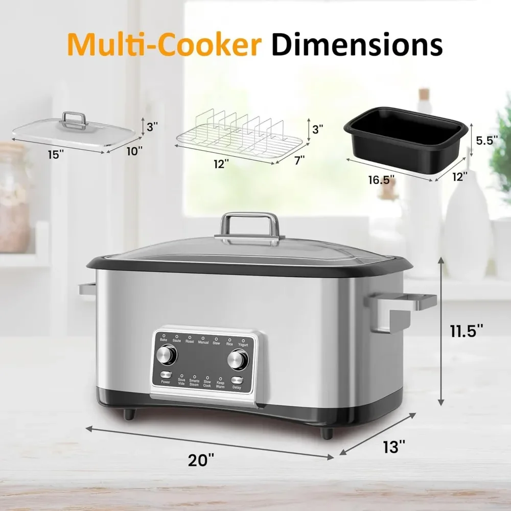 12-in-1 Slow Cooker with Timer, Temp Control and Auto Shut Off, Multi Cooker,8 Quart Programmable Slow Cooker 5