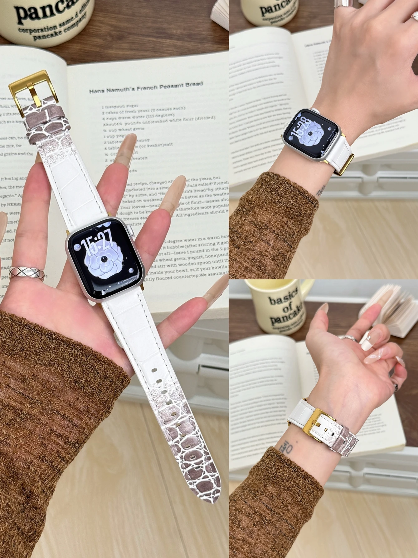 Elegant Coffee Brown Leather Loop Watch Band