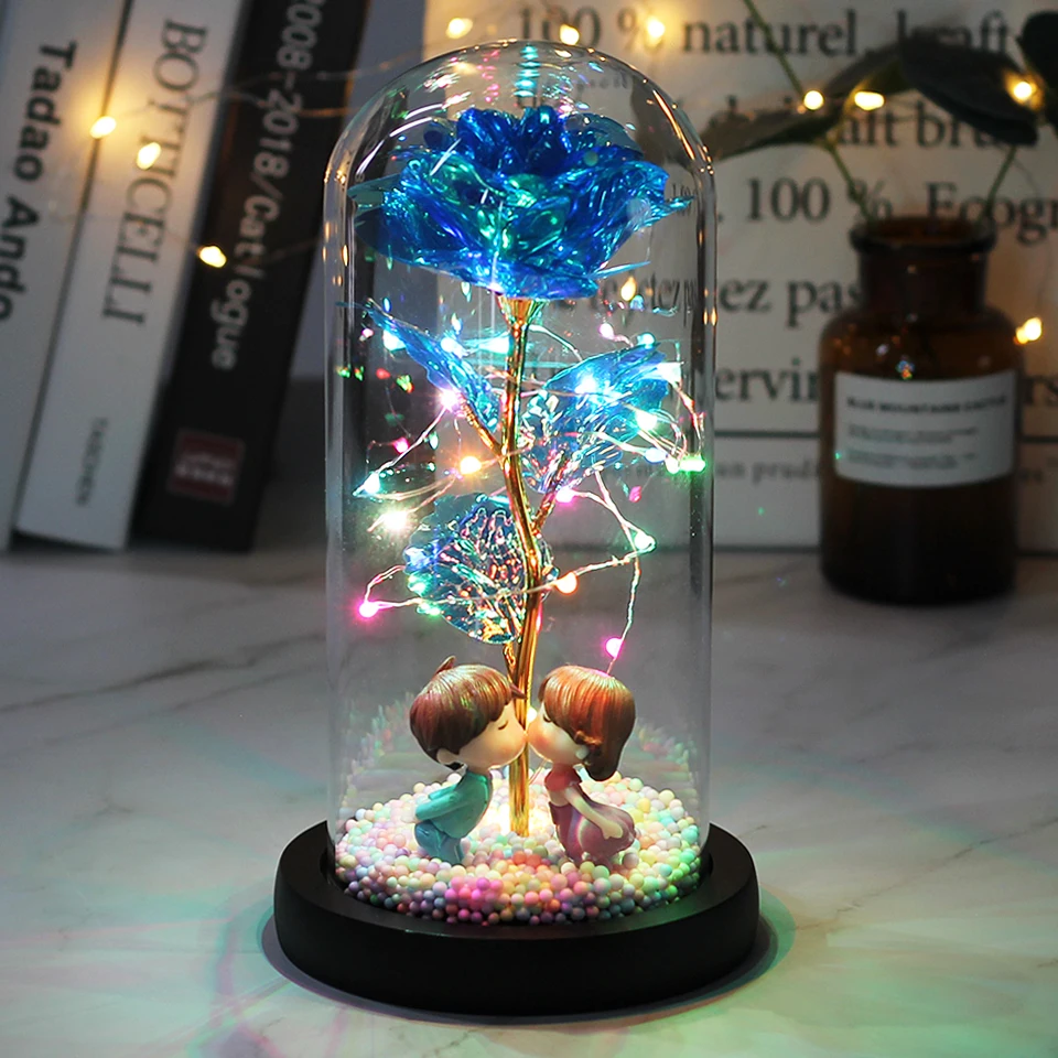 HOT LED ENCHANTED GALAXY ROSE ETERNAL BEAUTY AND THE BEAST ROSE WITH FAIRY LIGHTS