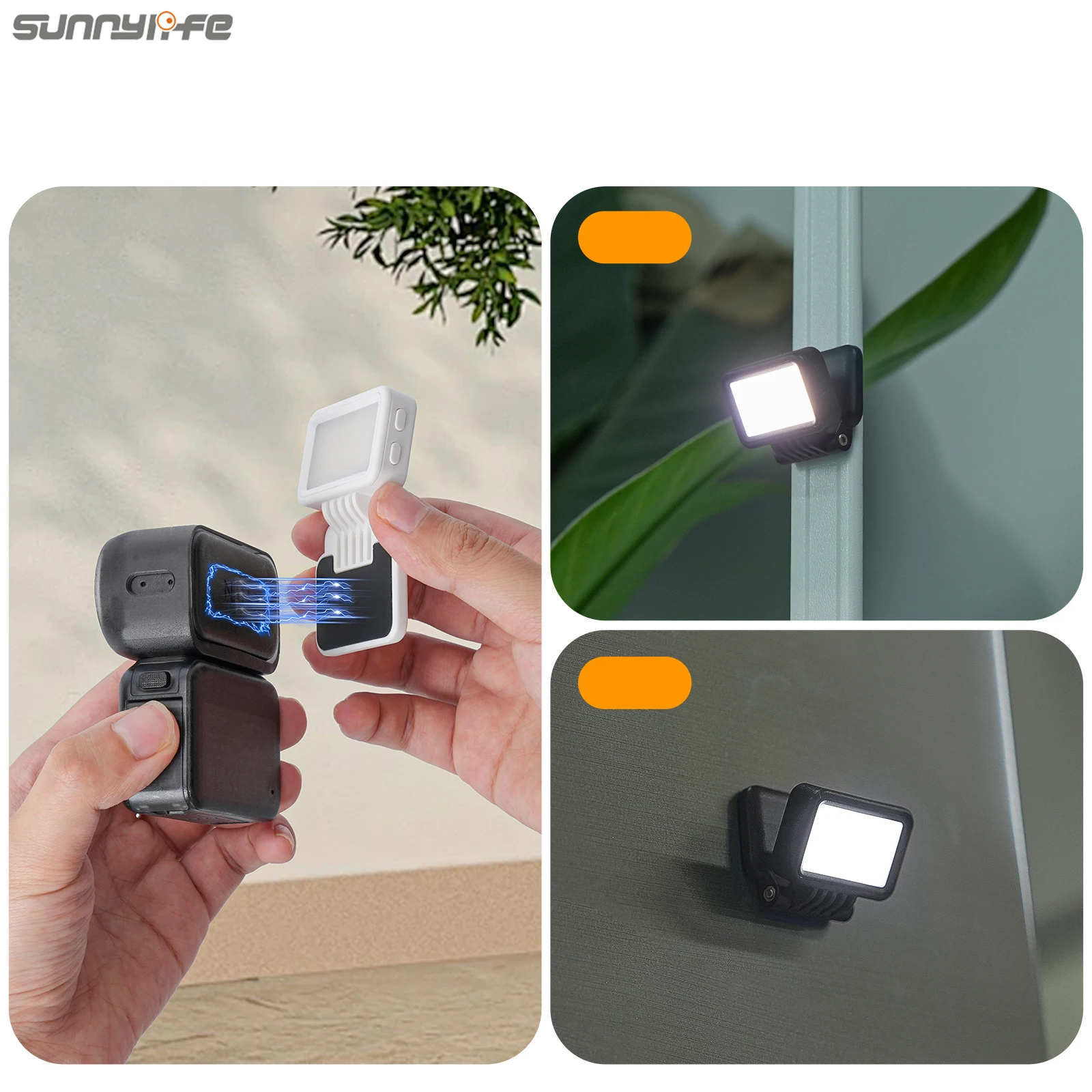 써니라이프 접이식 조절 가능 마그네틱 필 라이트 DJI 오즈모 나노 스포츠 카메라용 LED 비디오 라이트 조절 가능 3색 소프트 라이트