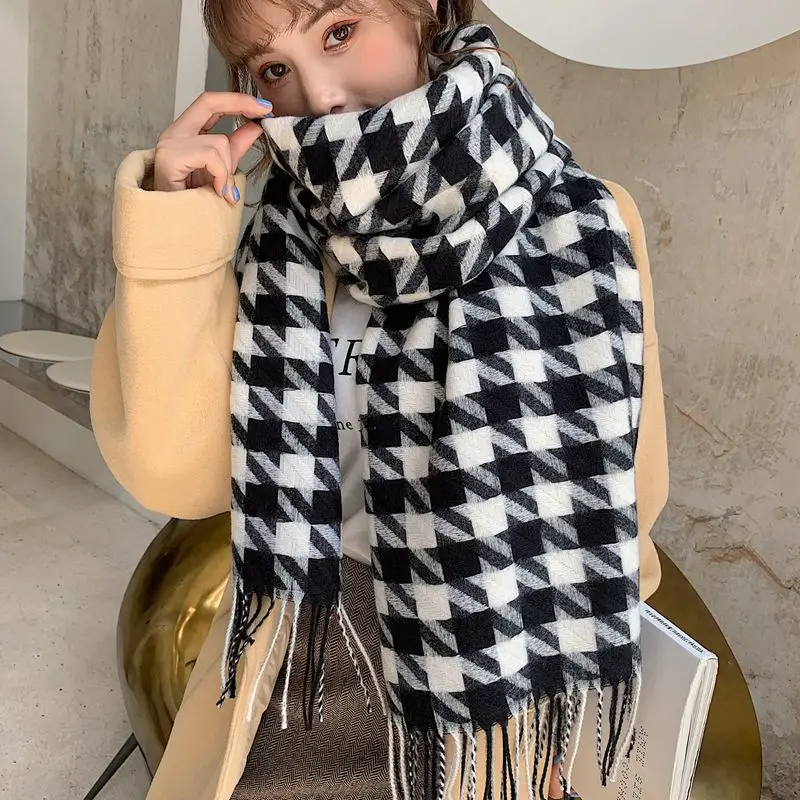 

2021 New Scarf Women's Autumn and Winter Imitation Cashmere Thickened Warmth and Color Matching Women's Winter Shawl Scarf