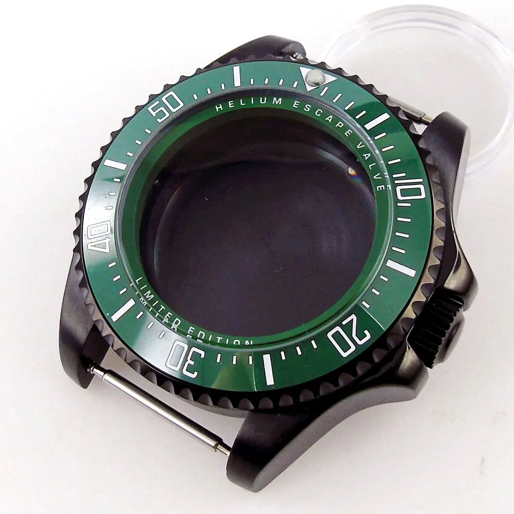 SEA Black Watch Case for NH34 NH35 NH36 NH38 ETA2824 PT5000 MIYOTA DG MINGZHU Movt Sapphire Glass Slide Glide Lock Case for Mod