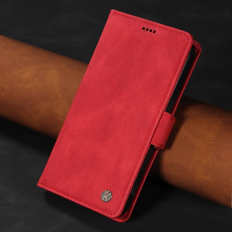 Litchi-Textured Leather Flip Wallet Case with Side Buckle