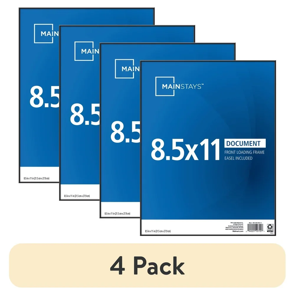 4 Pack 8.5x11 Front Loading Picture Frames Glass Tabletop Easel Wall Mount Home Office Decor view 4